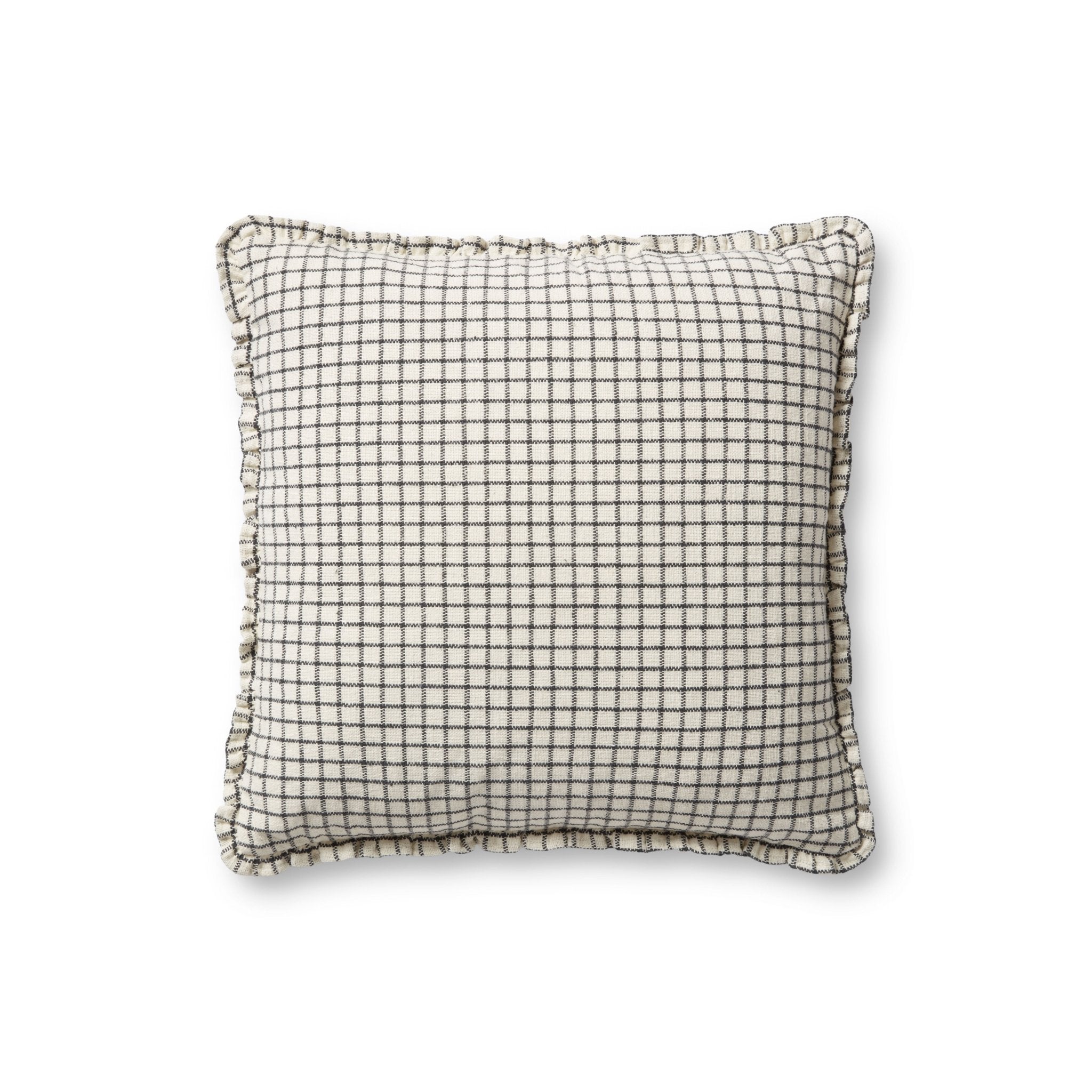 Chris Loves Julia x Loloi Dinah Ivory / Black 18'' x 18'' Cover w/Down Pillow