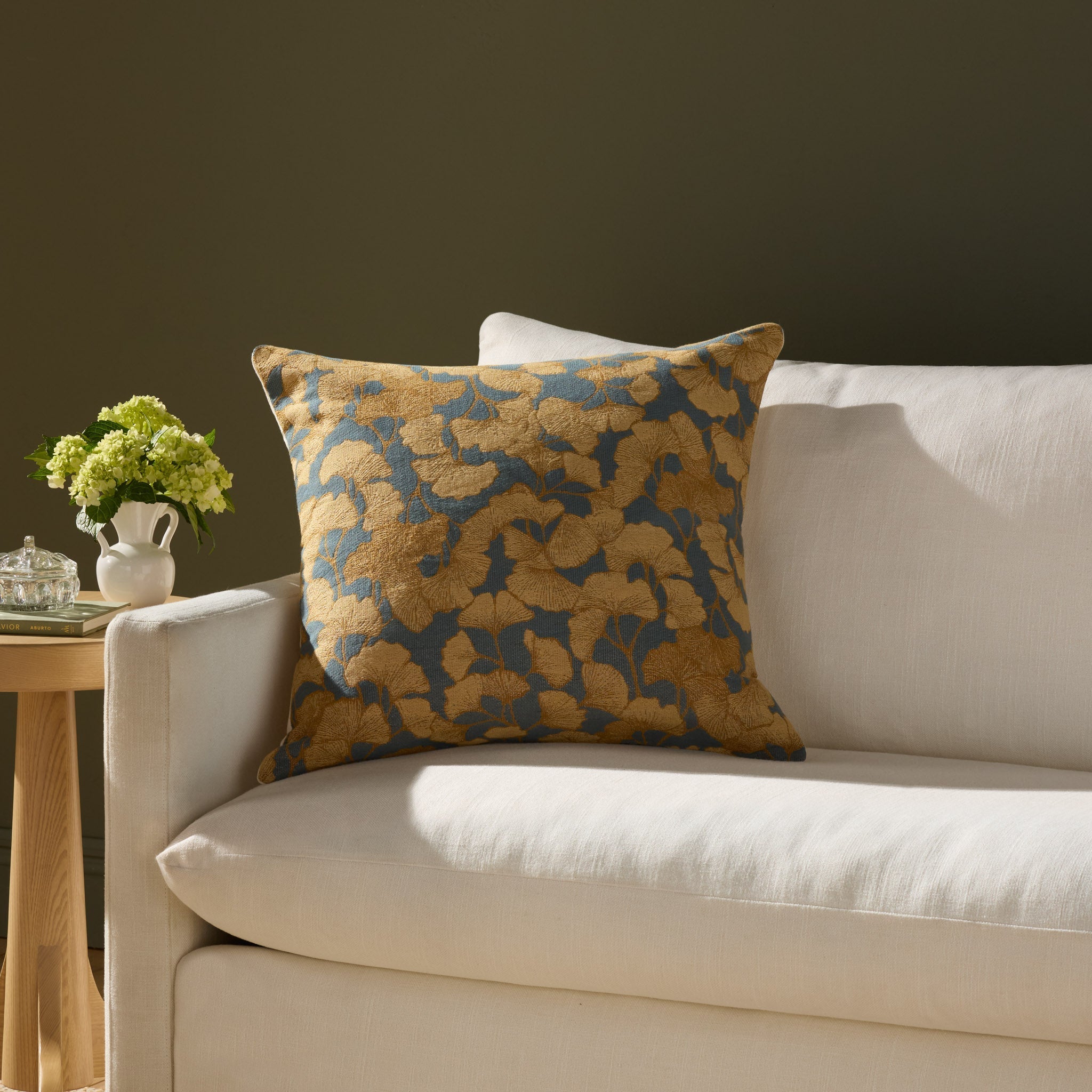 Chris Loves Julia x Loloi Fawn Blue / Gold 22'' x 22'' Pillow White Cliff Studio Throw Pillows
