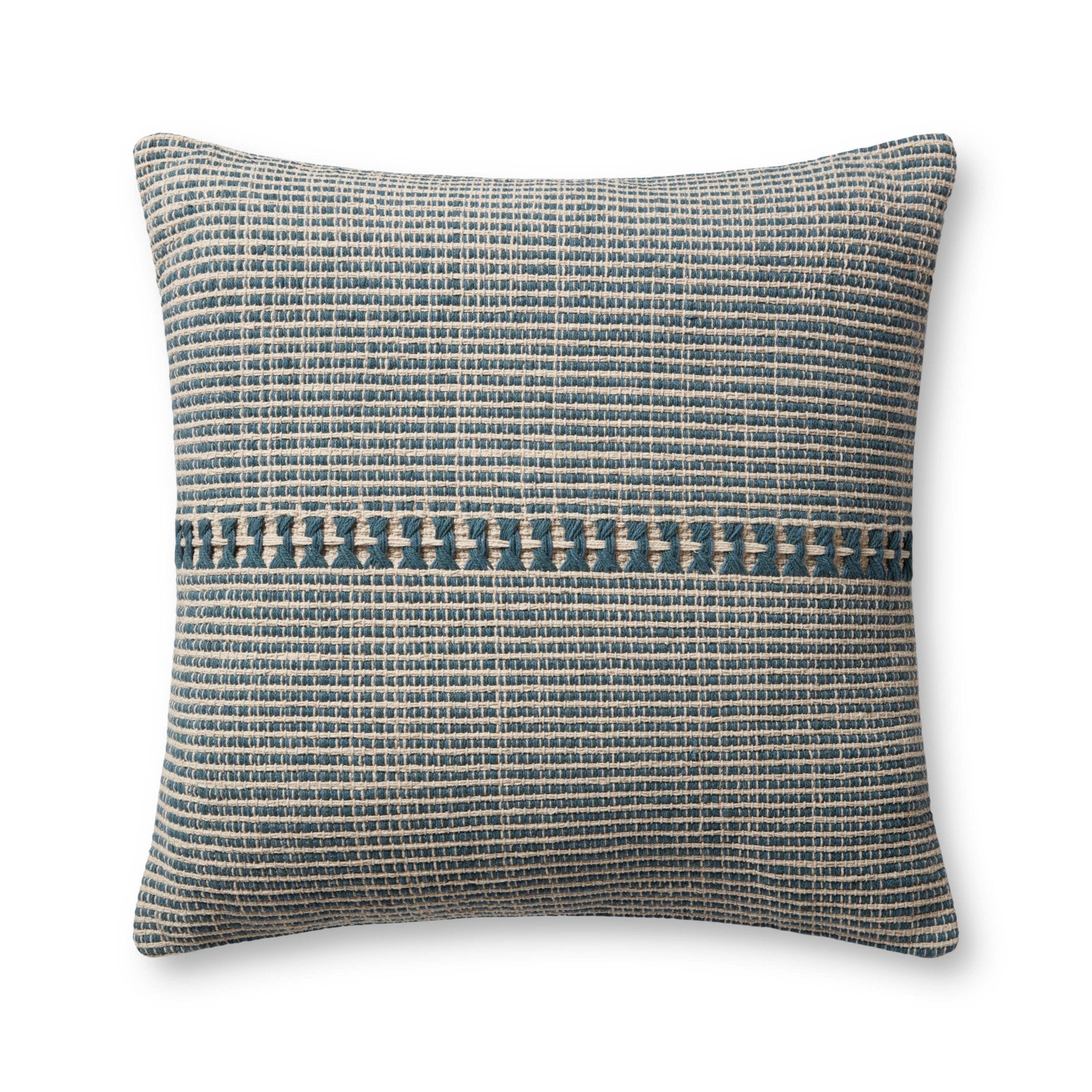 Chris Loves Julia x Loloi Harvey Blue / Natural 22'' x 22'' Cover Only Pillow White Cliff Studio Throw Pillows