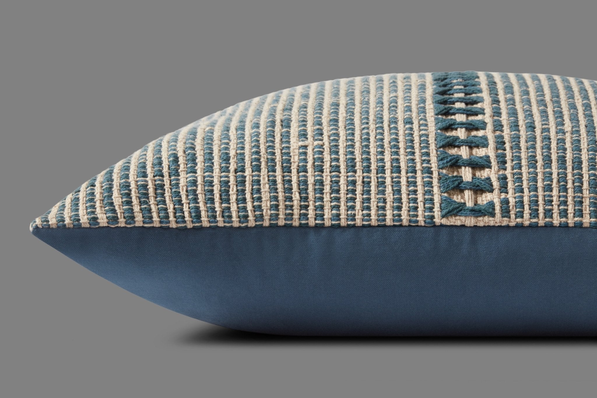 Chris Loves Julia x Loloi Harvey Blue / Natural 22'' x 22'' Cover Only Pillow White Cliff Studio Throw Pillows