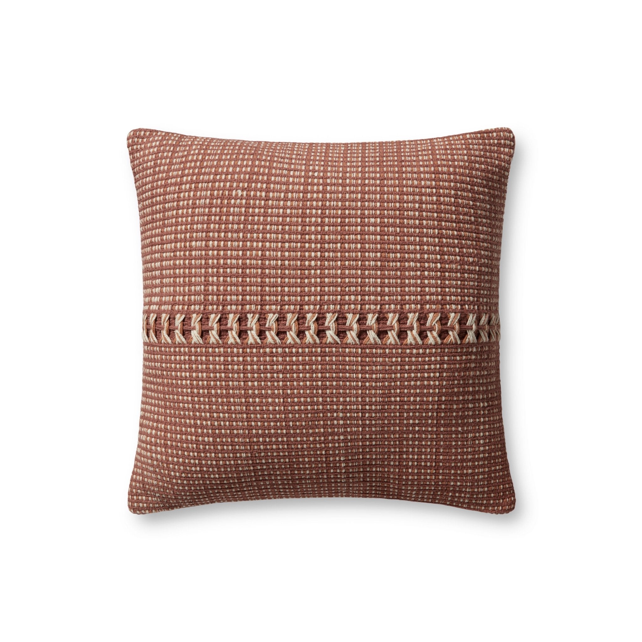 Chris Loves Julia x Loloi Harvey Rust / Multi 18'' x 18'' Cover w/Down Pillow White Cliff Studio Throw Pillows