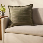 Chris Loves Julia x Loloi Howie Green / Natural 22'' x 22'' Cover Only White Cliff Studio Throw Pillows