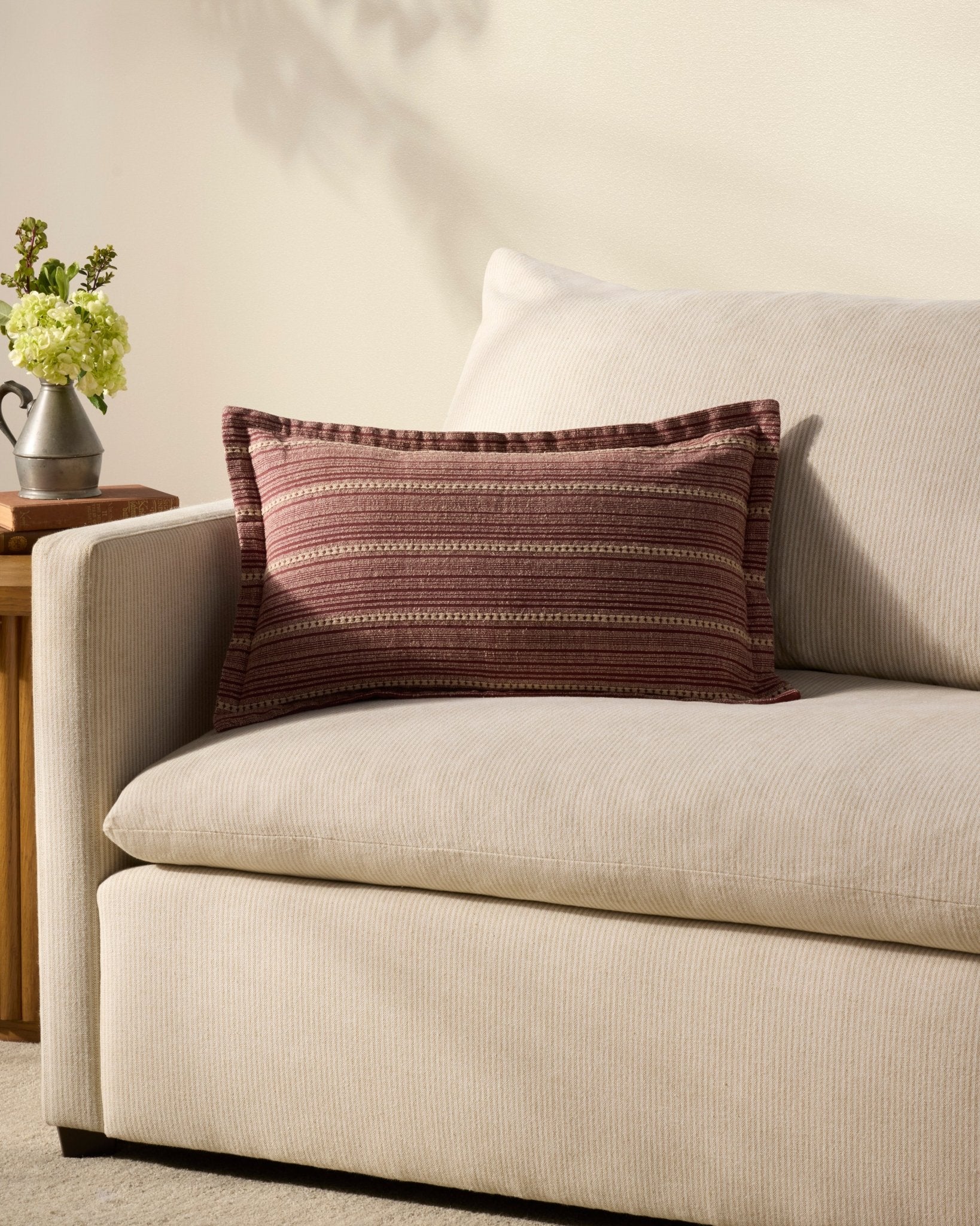 Chris Loves Julia x Loloi Howie Wine / Natural 13'' x 21'' Cover Only White Cliff Studio Throw Pillows