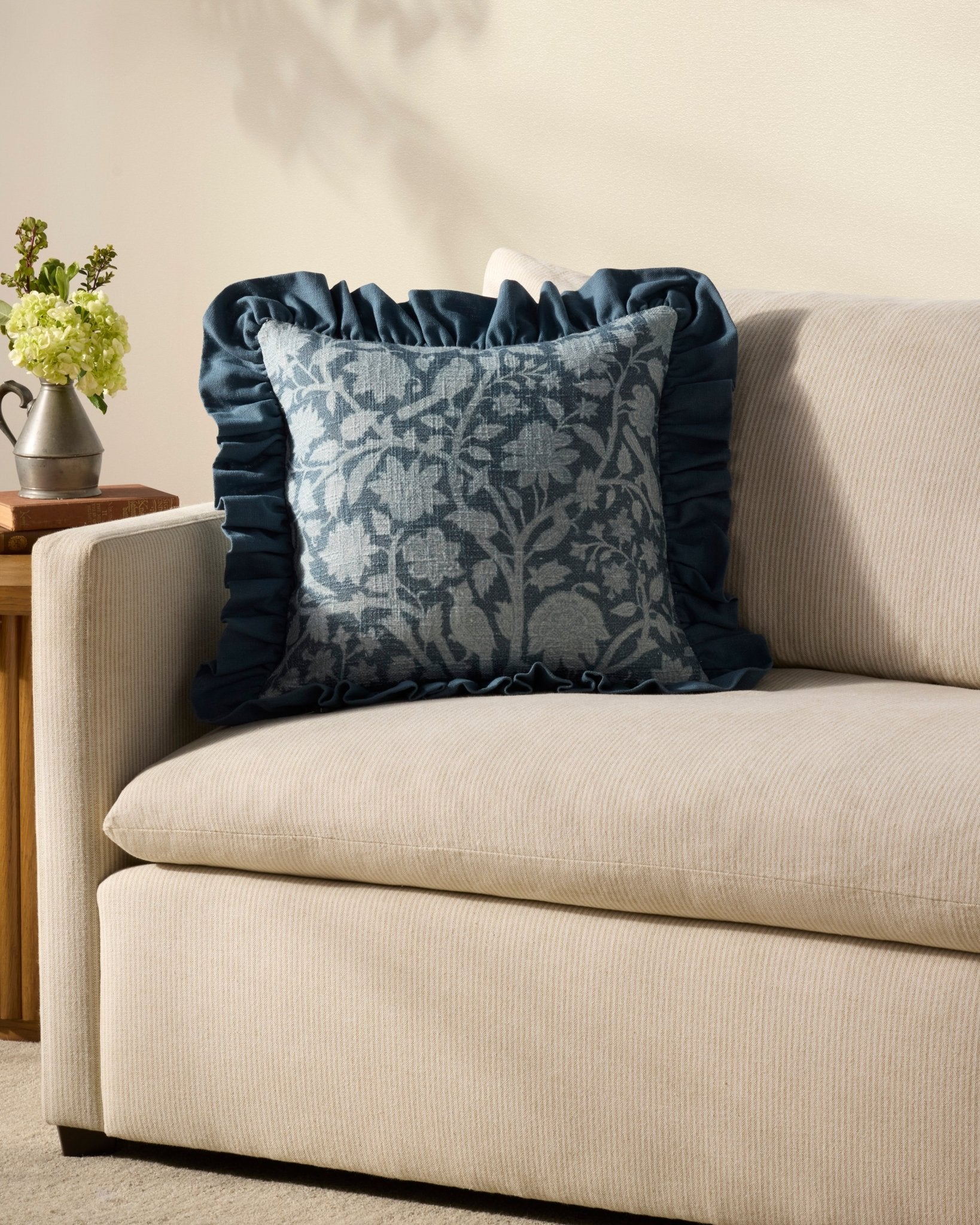 Chris Loves Julia x Loloi Kathleen Blue 18'' x 18'' Cover Only White Cliff Studio Throw Pillows