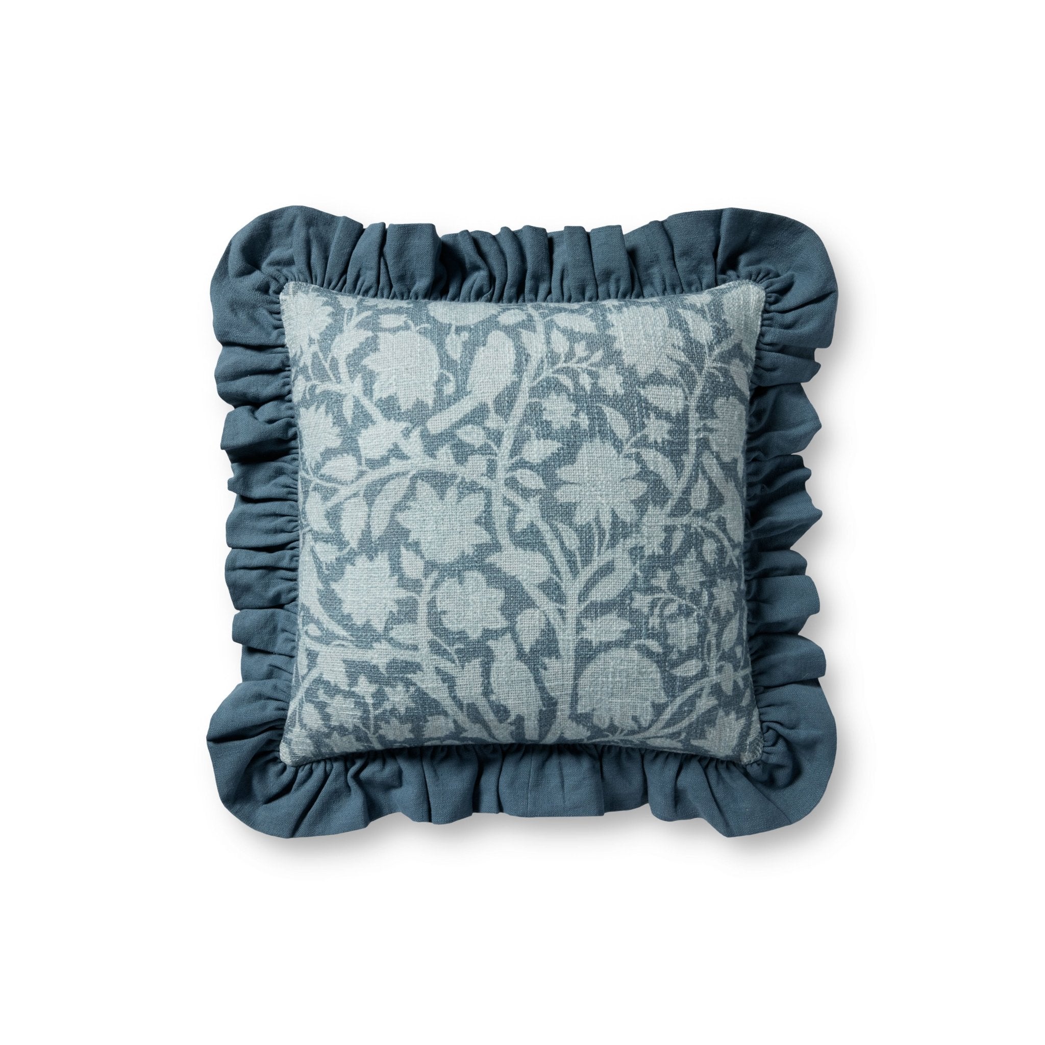 Chris Loves Julia x Loloi Kathleen Blue 18'' x 18'' Cover Only White Cliff Studio Throw Pillows