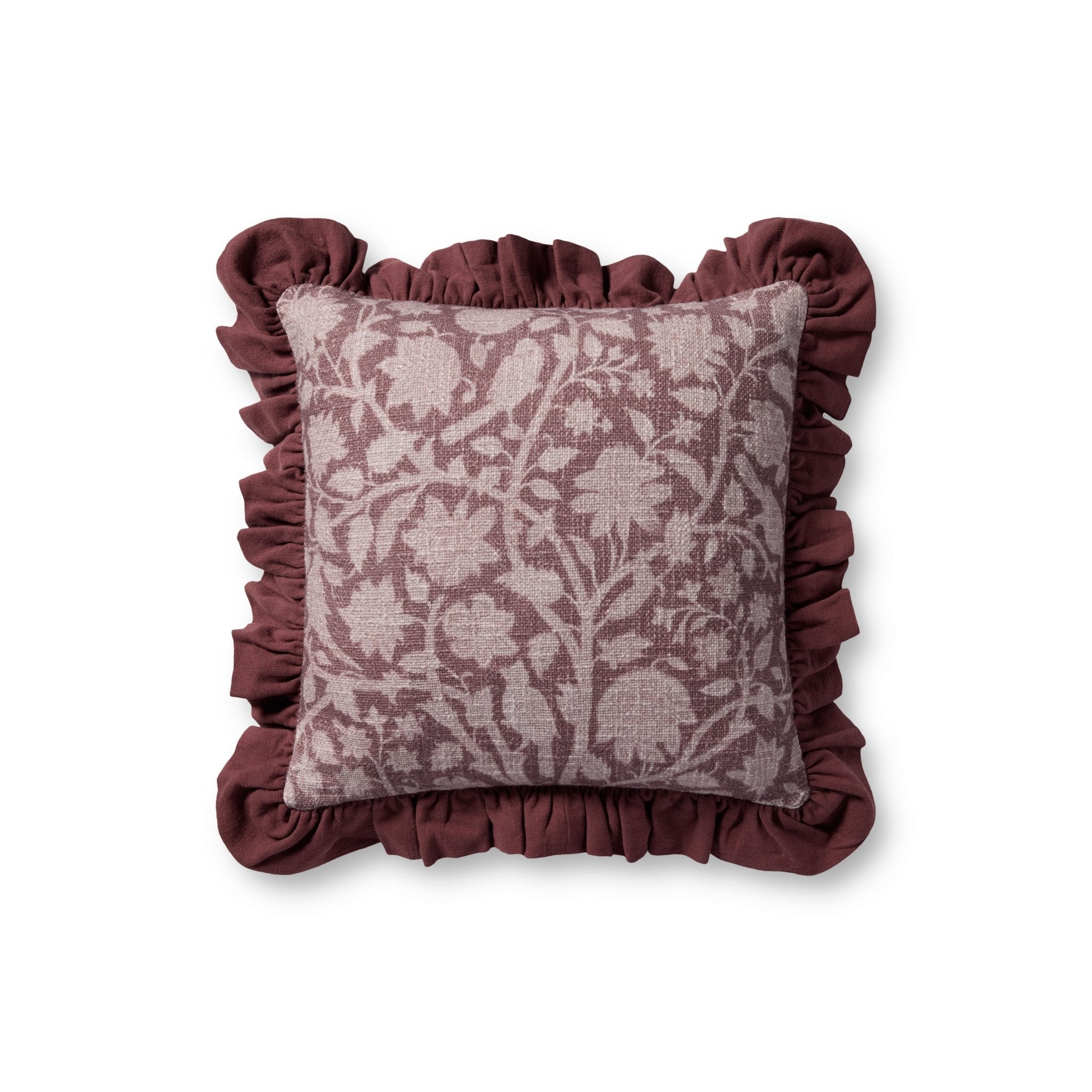 Chris Loves Julia x Loloi Kathleen Wine 18'' x 18'' Cover Only White Cliff Studio Throw Pillows