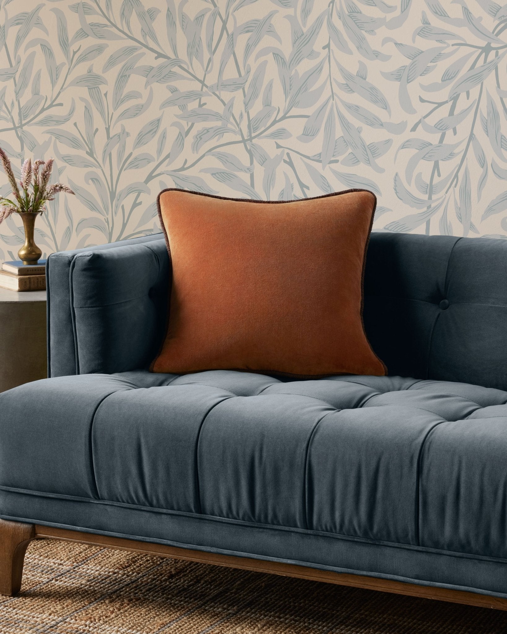 Chris Loves Julia x Loloi Liza Rust 18'' x 18'' Cover w/Down Pillow White Cliff Studio Throw Pillows