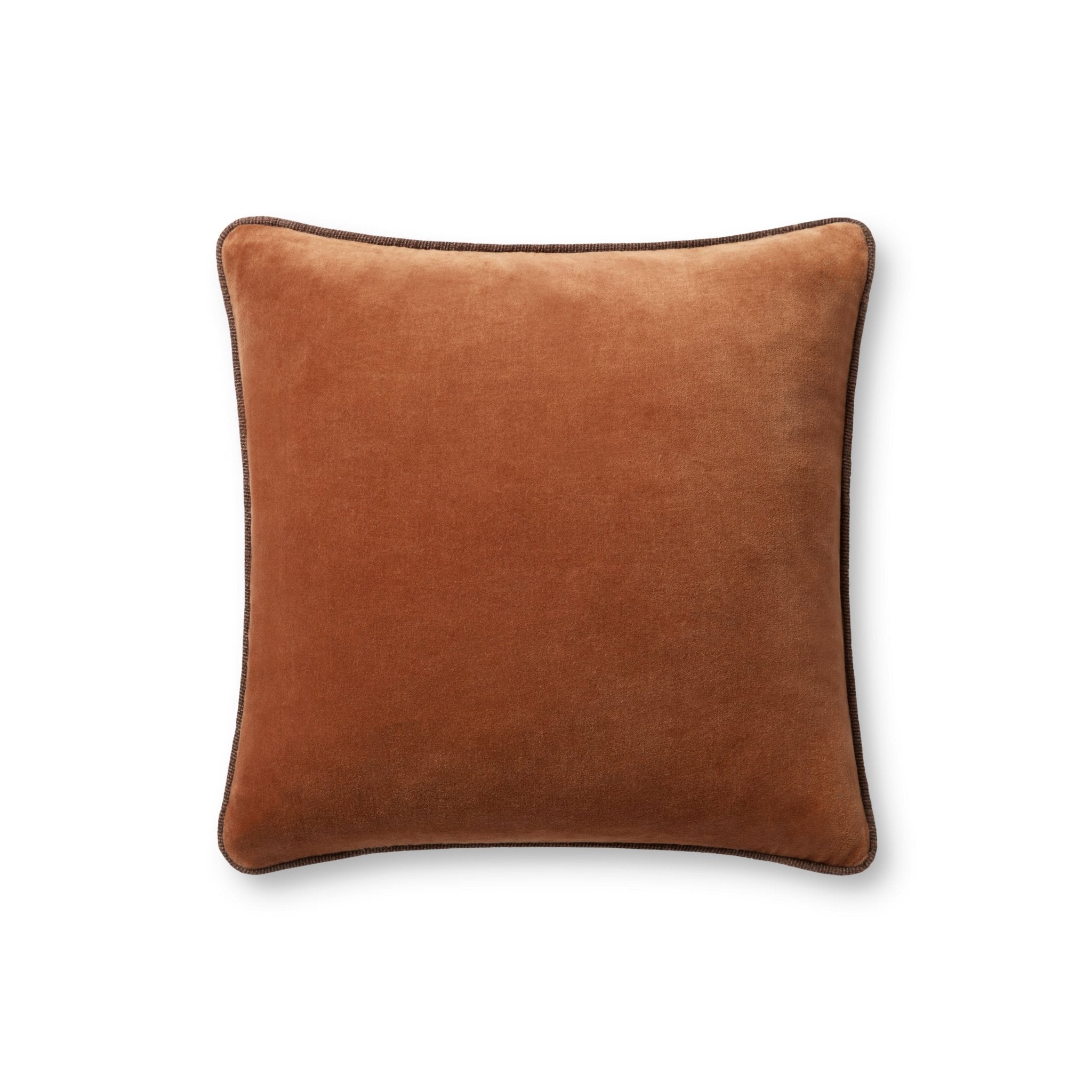 Chris Loves Julia x Loloi Liza Rust 18'' x 18'' Cover w/Down Pillow White Cliff Studio Throw Pillows