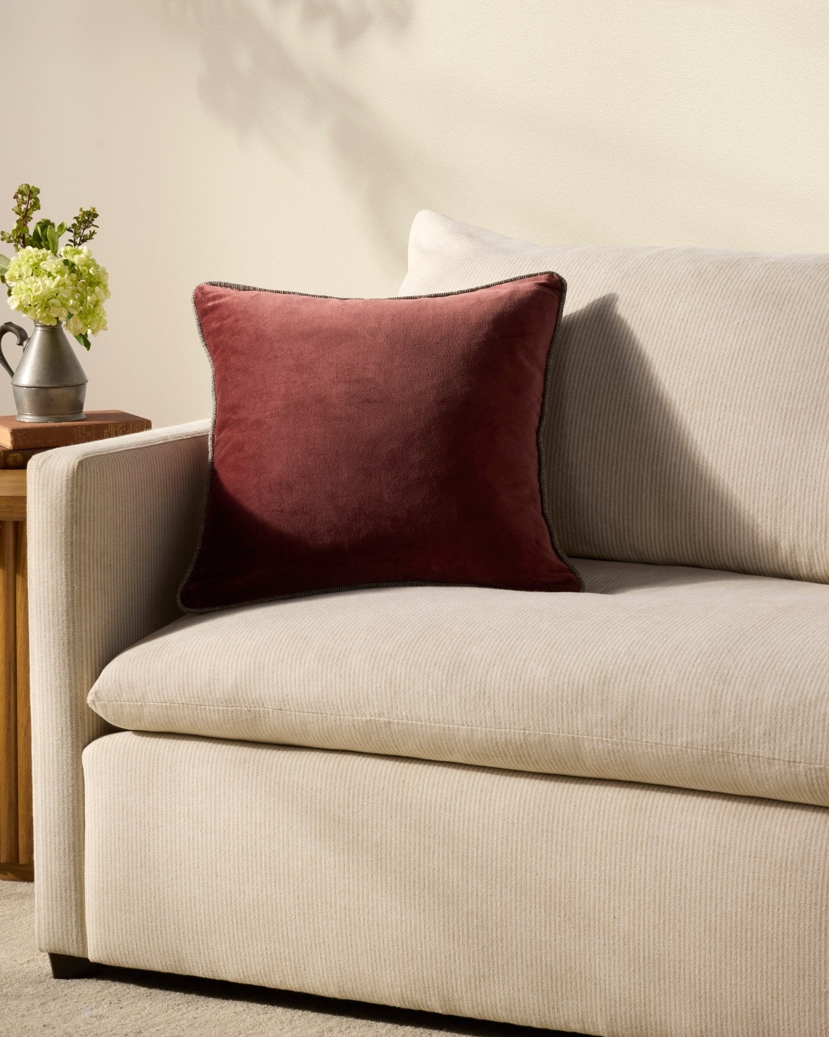 Chris Loves Julia x Loloi Liza Wine 18'' x 18'' Cover Only White Cliff Studio Throw Pillows