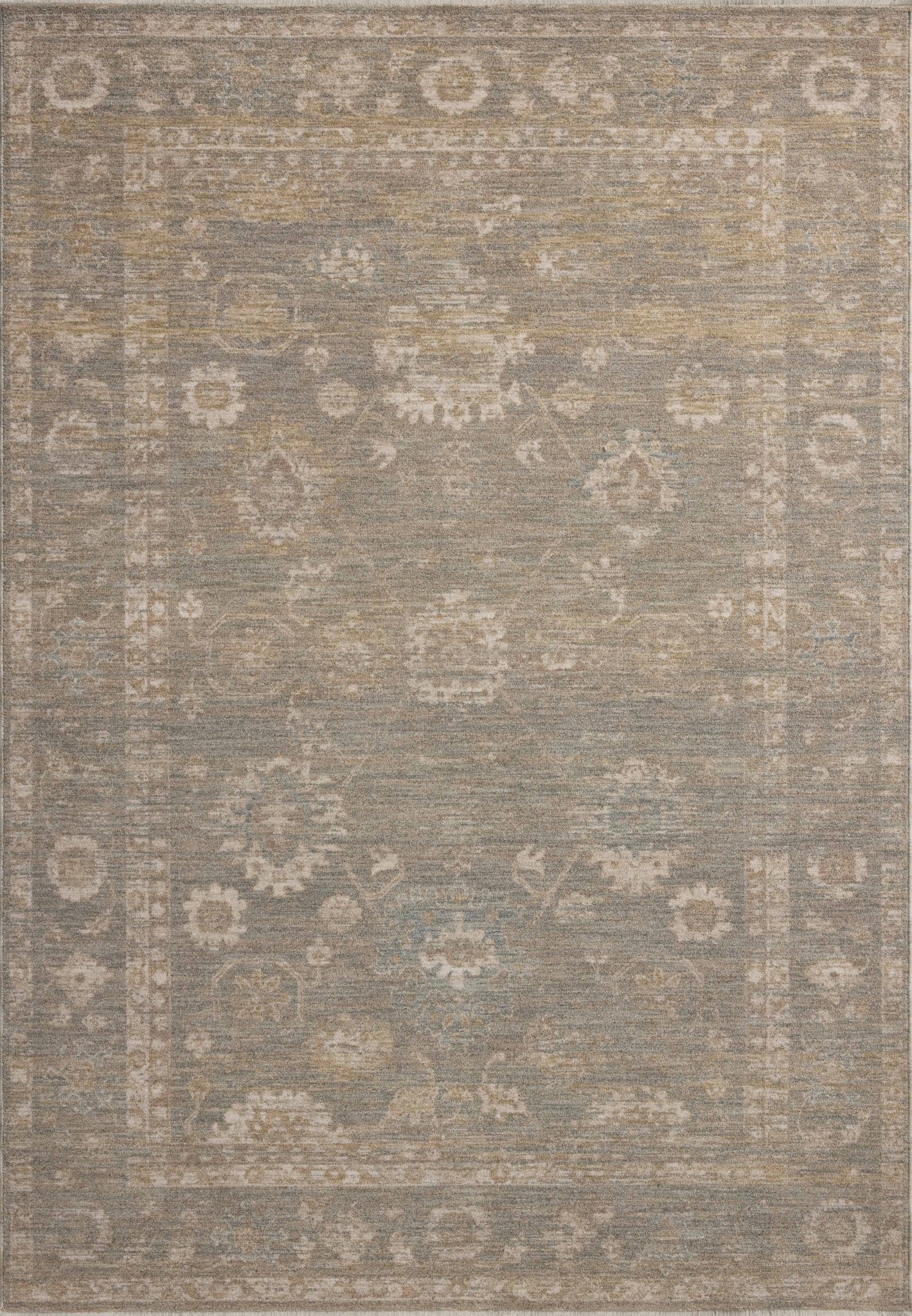 Chris Loves Julia x Loloi Louisa Lagoon / Ivory 11' - 6" x 15' - 7" Area Rug White Cliff Studio Area Rugs