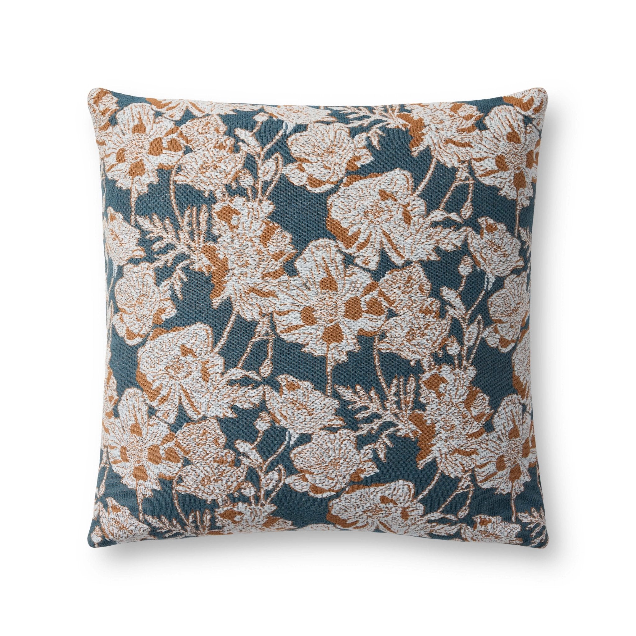 Chris Loves Julia x Loloi Matilda Blue / Orange 18'' x 18'' Cover Only White Cliff Studio Throw Pillows