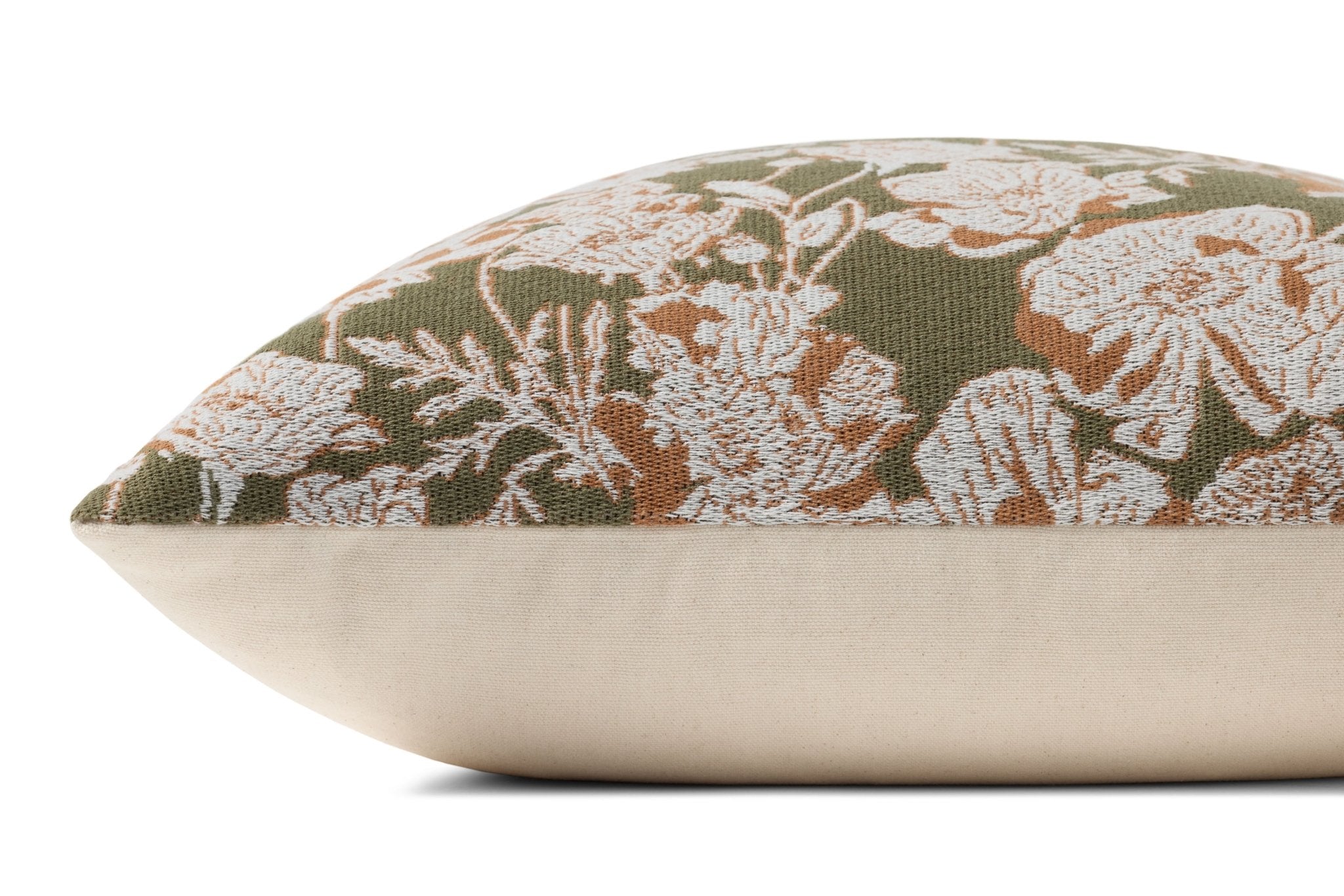 Chris Loves Julia x Loloi Matilda Olive / Orange 18'' x 18'' Cover Only White Cliff Studio Throw Pillows