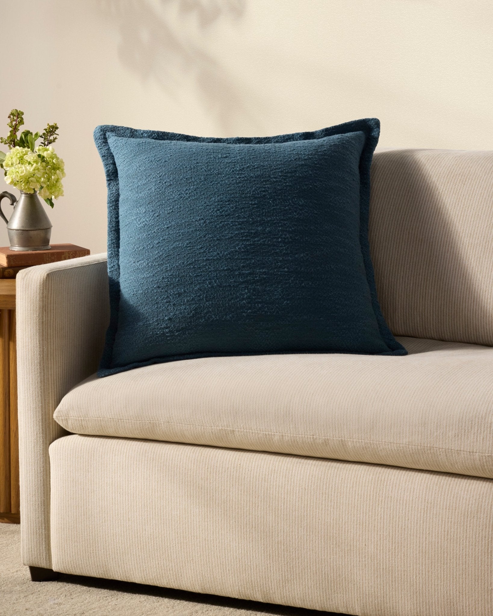 Chris Loves Julia x Loloi Morris Blue 22'' x 22'' Cover Only White Cliff Studio Throw Pillows