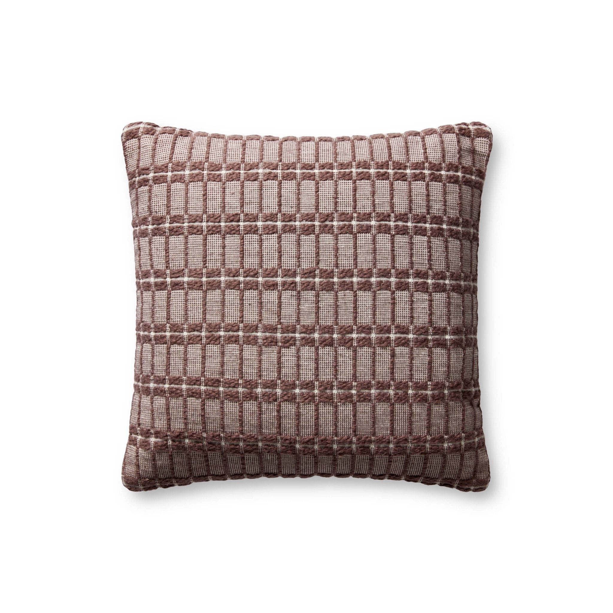 Chris Loves Julia x Loloi Poe Burgundy 18'' x 18'' Cover w/Down Pillow White Cliff Studio Throw Pillows