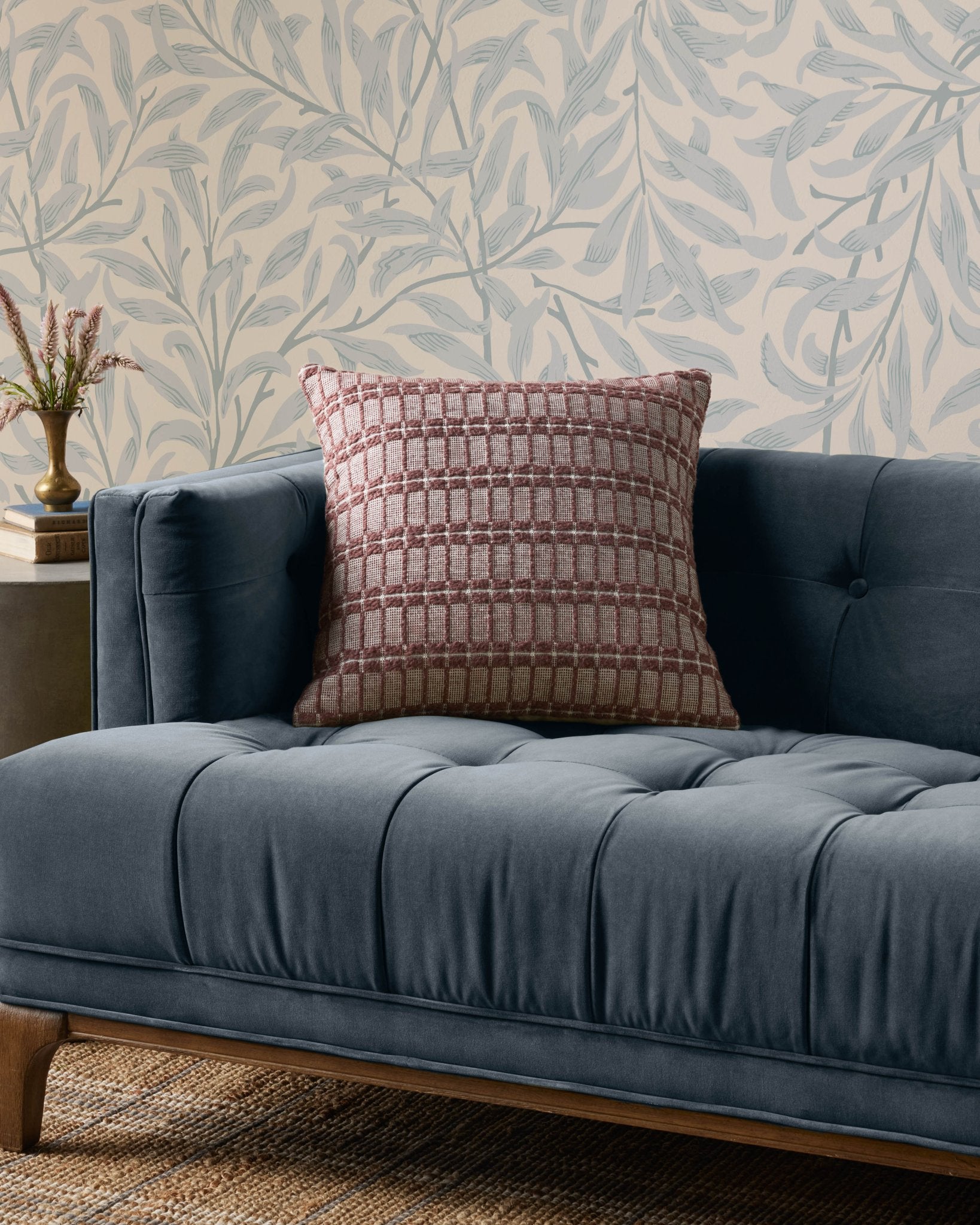 Chris Loves Julia x Loloi Poe Burgundy 18'' x 18'' Cover w/Down Pillow White Cliff Studio Throw Pillows