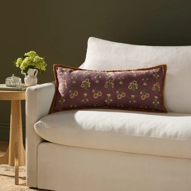 Chris Loves Julia x Loloi Posie Wine / Multi 12'' x 27'' Pillow White Cliff Studio Throw Pillows