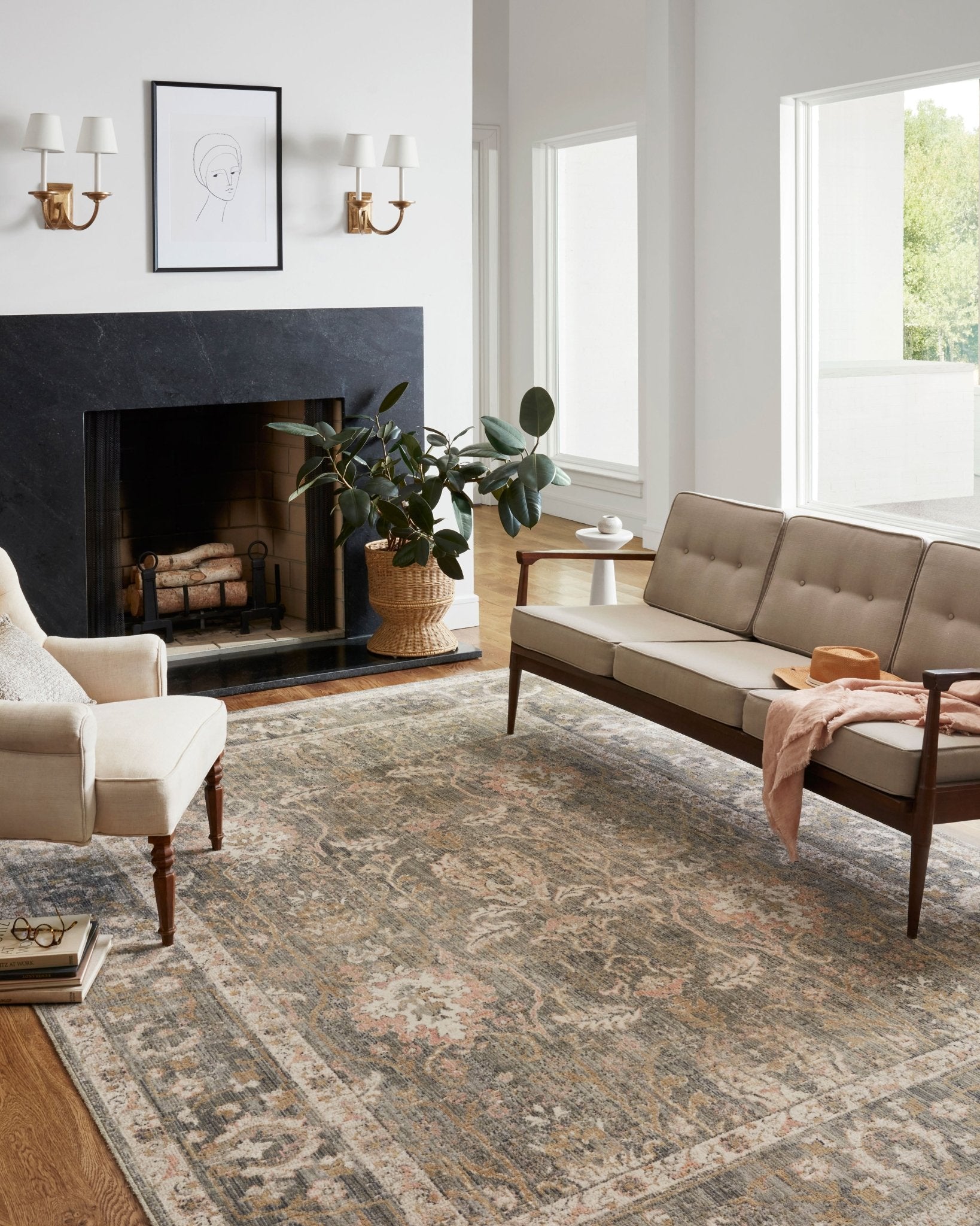 Chris Loves Julia x Loloi Rosemarie Sage / Blush Rug