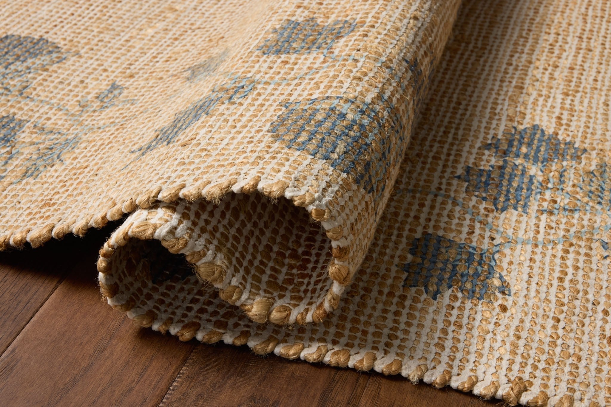 Chris Loves Julia x Loloi Rue Natural / Denim Rug White Cliff Studio Area Rugs