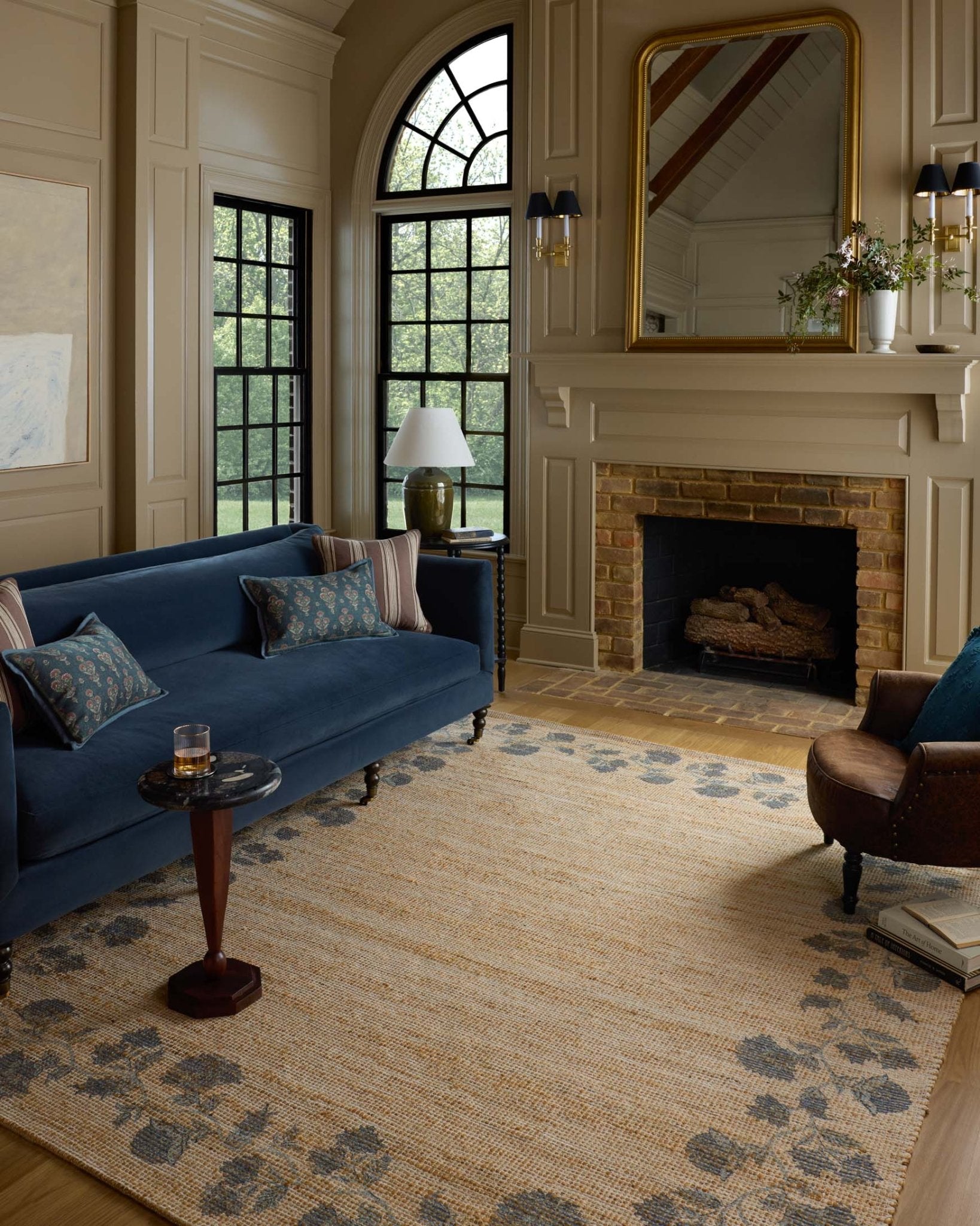 Chris Loves Julia x Loloi Rue Natural / Denim Rug White Cliff Studio Area Rugs