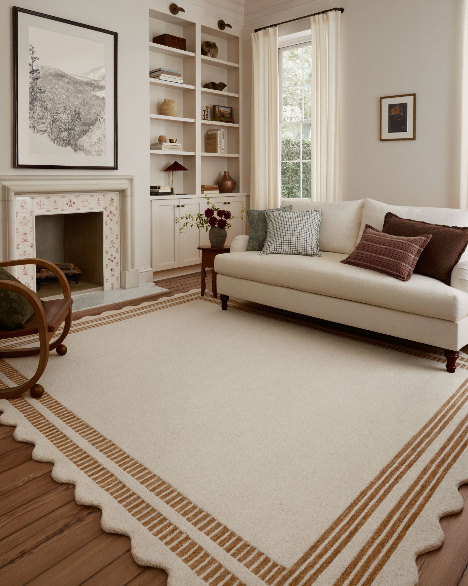 Chris Loves Julia x Loloi Scottie Ivory / Rust 18" x 18" Sample Rug White Cliff Studio Sample Rug