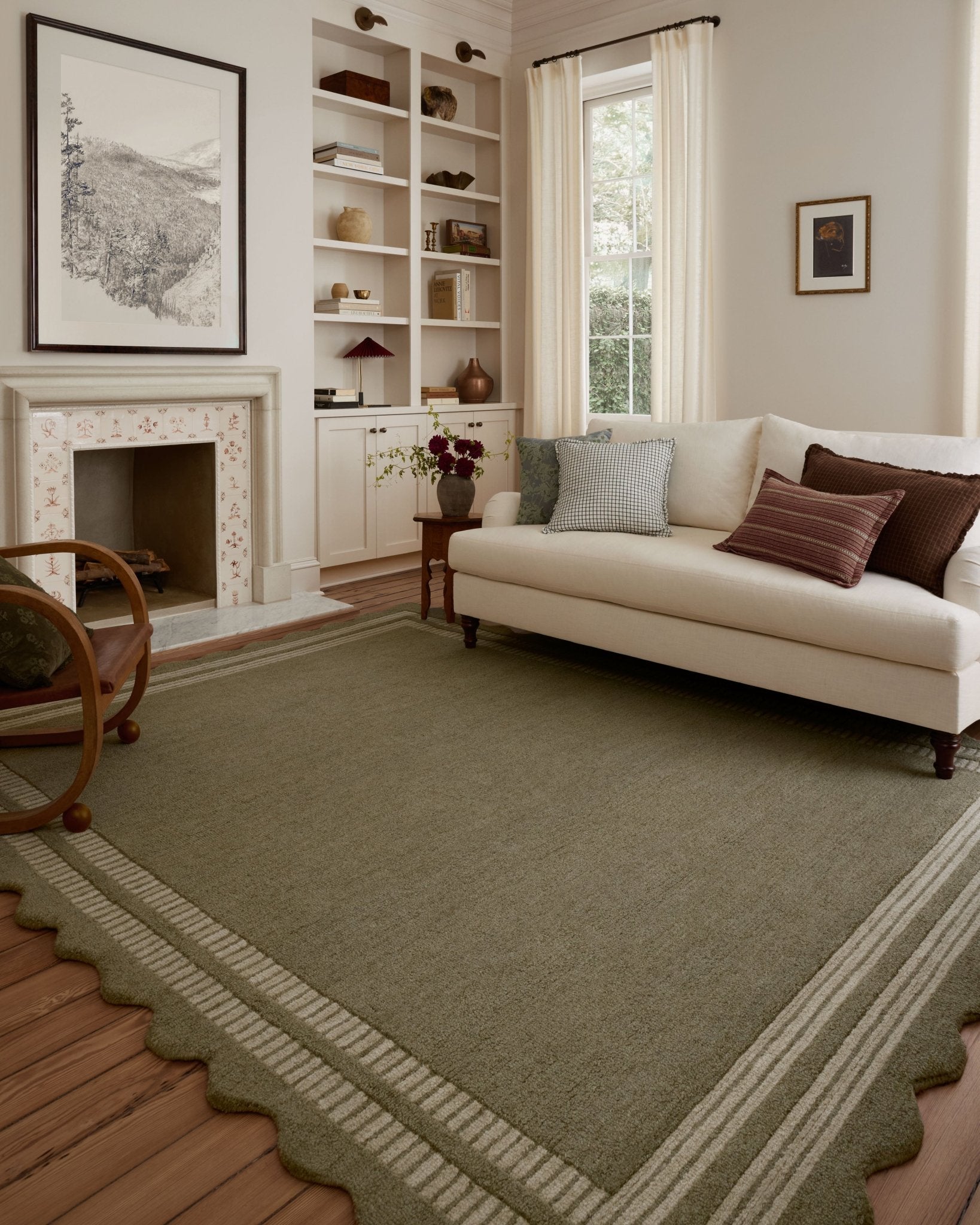 Chris Loves Julia x Loloi Scottie Olive / Pebble 18" x 18" Sample Rug White Cliff Studio Sample Rug