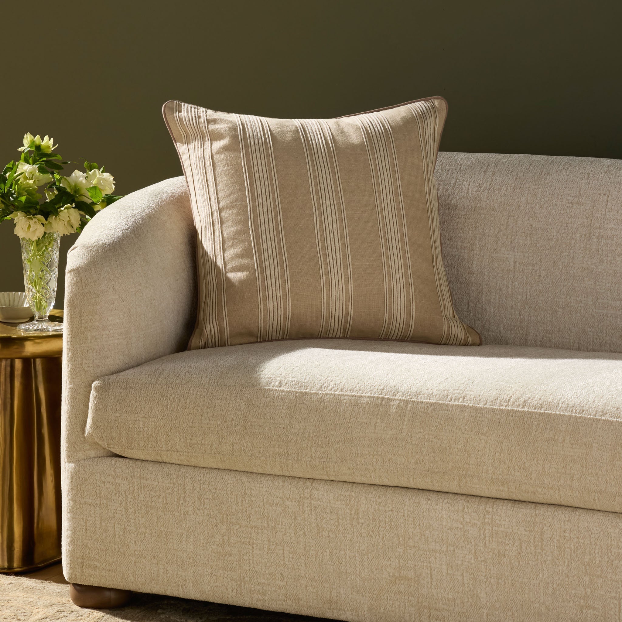 Chris Loves Julia x Loloi Verona Natural 22'' x 22'' Pillow White Cliff Studio Throw Pillows