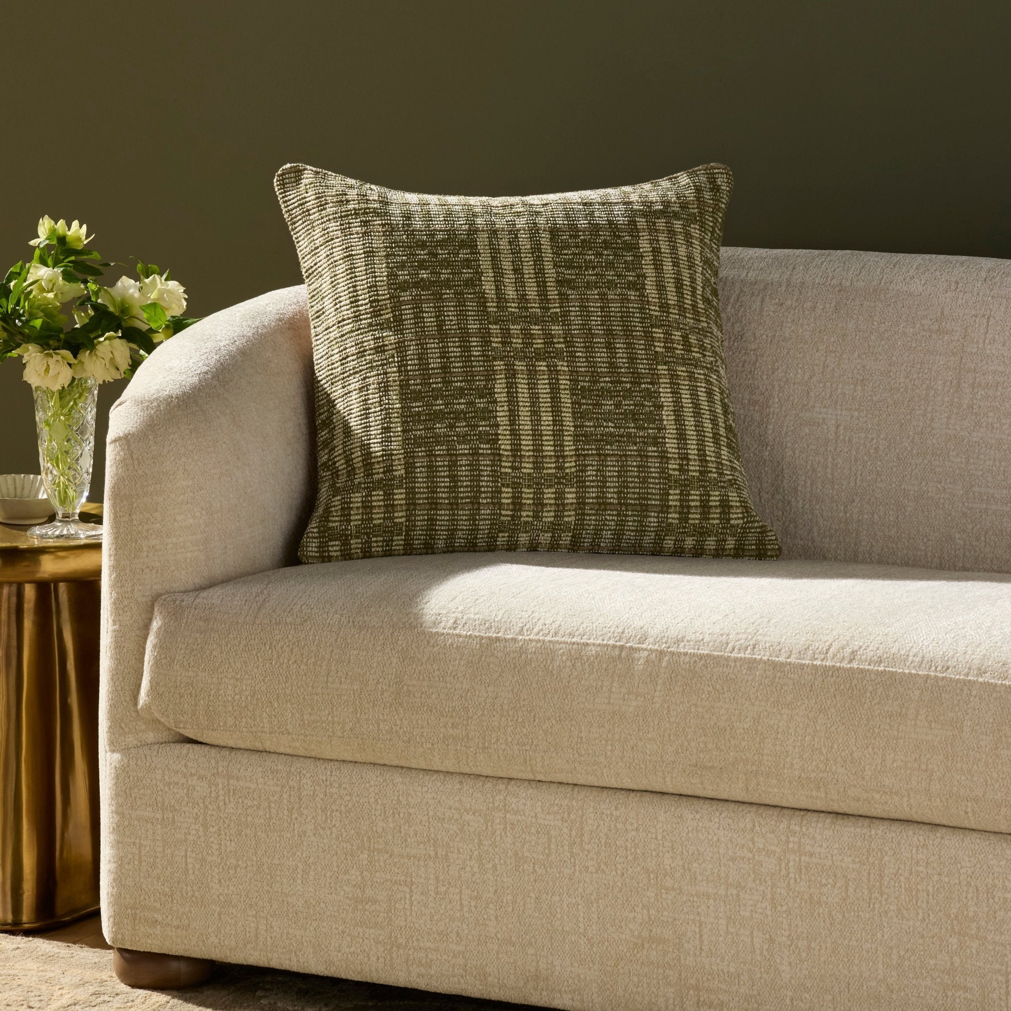 Chris Loves Julia x Loloi Vinnie Green 22'' x 22'' Pillow White Cliff Studio Throw Pillows