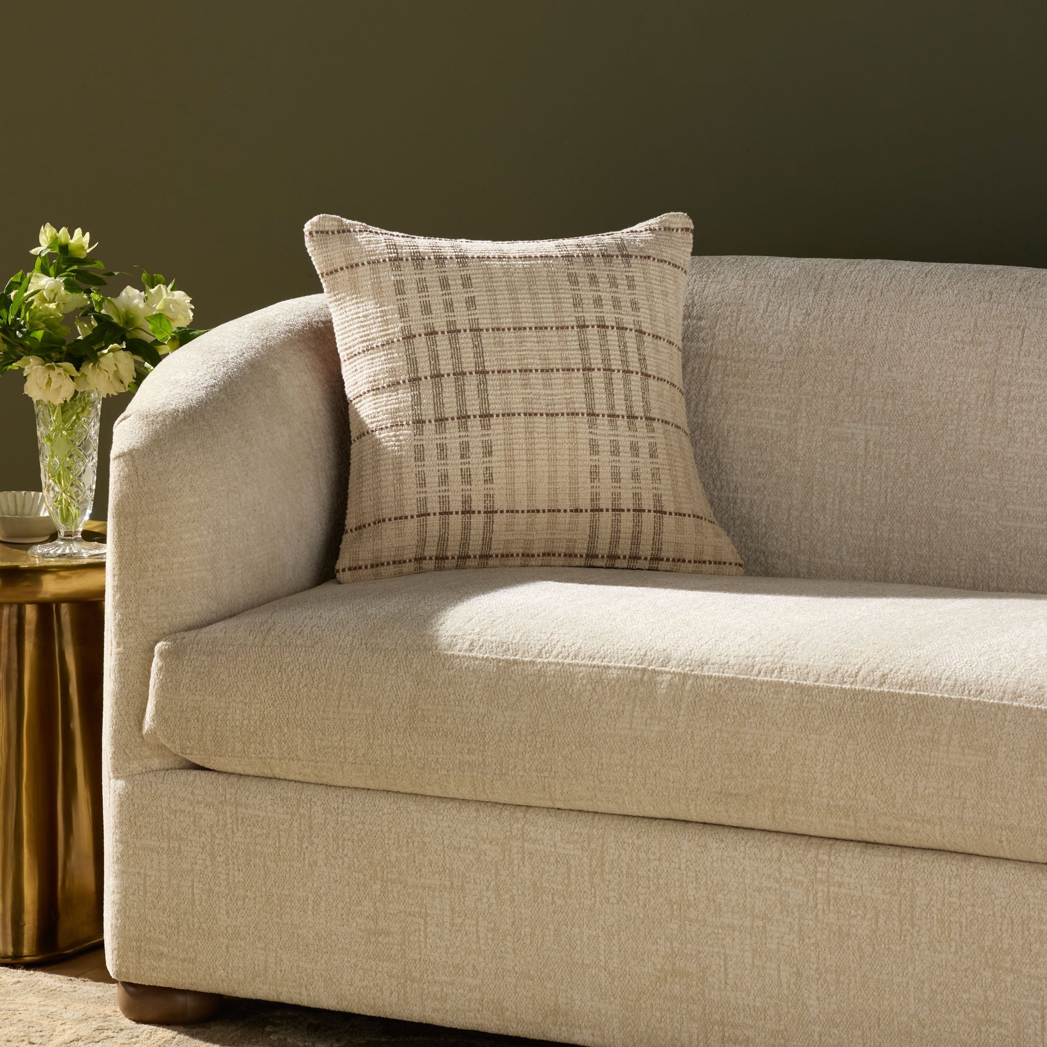 Chris Loves Julia x Loloi Vinnie Ivory / Brown 18'' x 18'' Pillow White Cliff Studio Throw Pillows