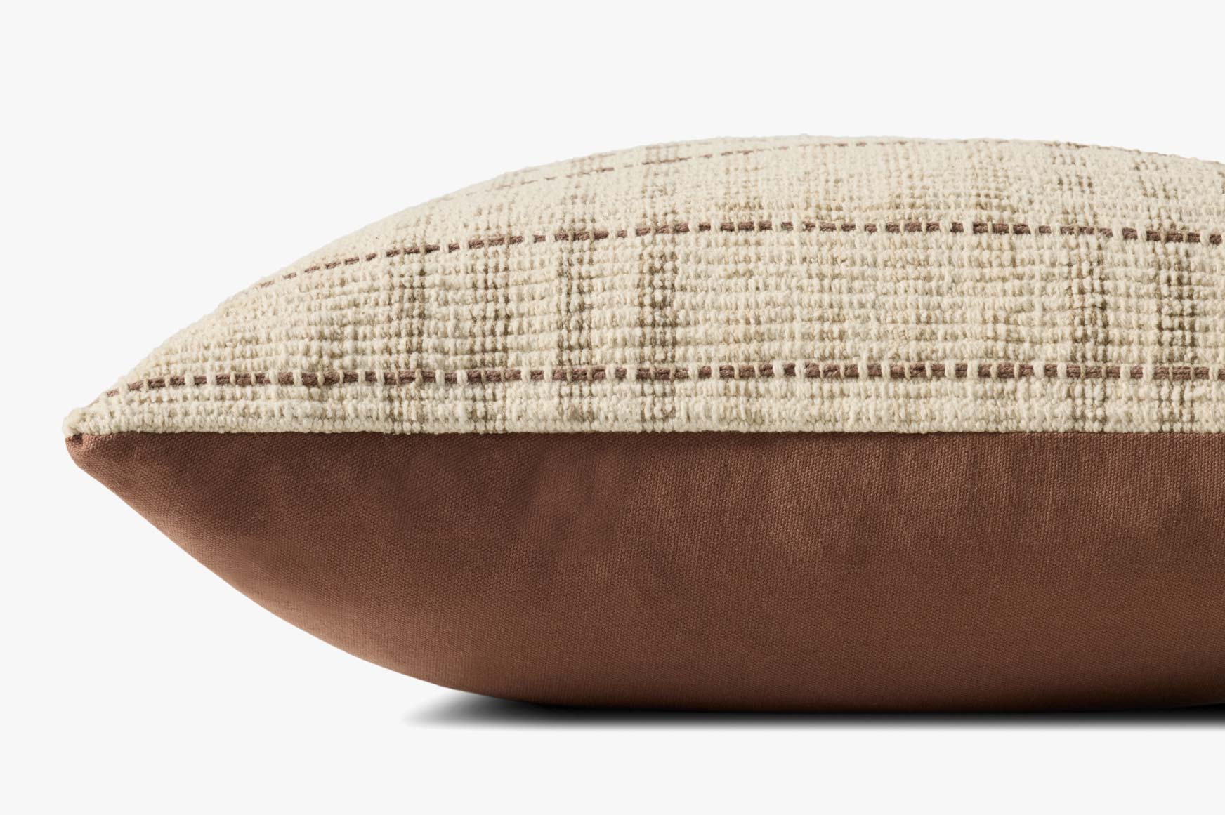 Chris Loves Julia x Loloi Vinnie Ivory / Brown 18'' x 18'' Pillow White Cliff Studio Throw Pillows