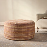 Chris Loves Julia x Loloi Wallace Clay 36"W x 36"D x 17"H Round Pouf White Cliff Studio Pouf