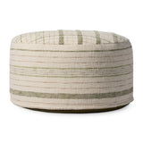 Chris Loves Julia x Loloi Wallace Cream 36"W x 36"D x 17"H Round Pouf White Cliff Studio Pouf