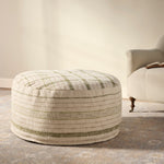 Chris Loves Julia x Loloi Wallace Cream 36"W x 36"D x 17"H Round Pouf White Cliff Studio Pouf