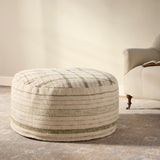 Chris Loves Julia x Loloi Wallace Cream 36"W x 36"D x 17"H Round Pouf White Cliff Studio Pouf