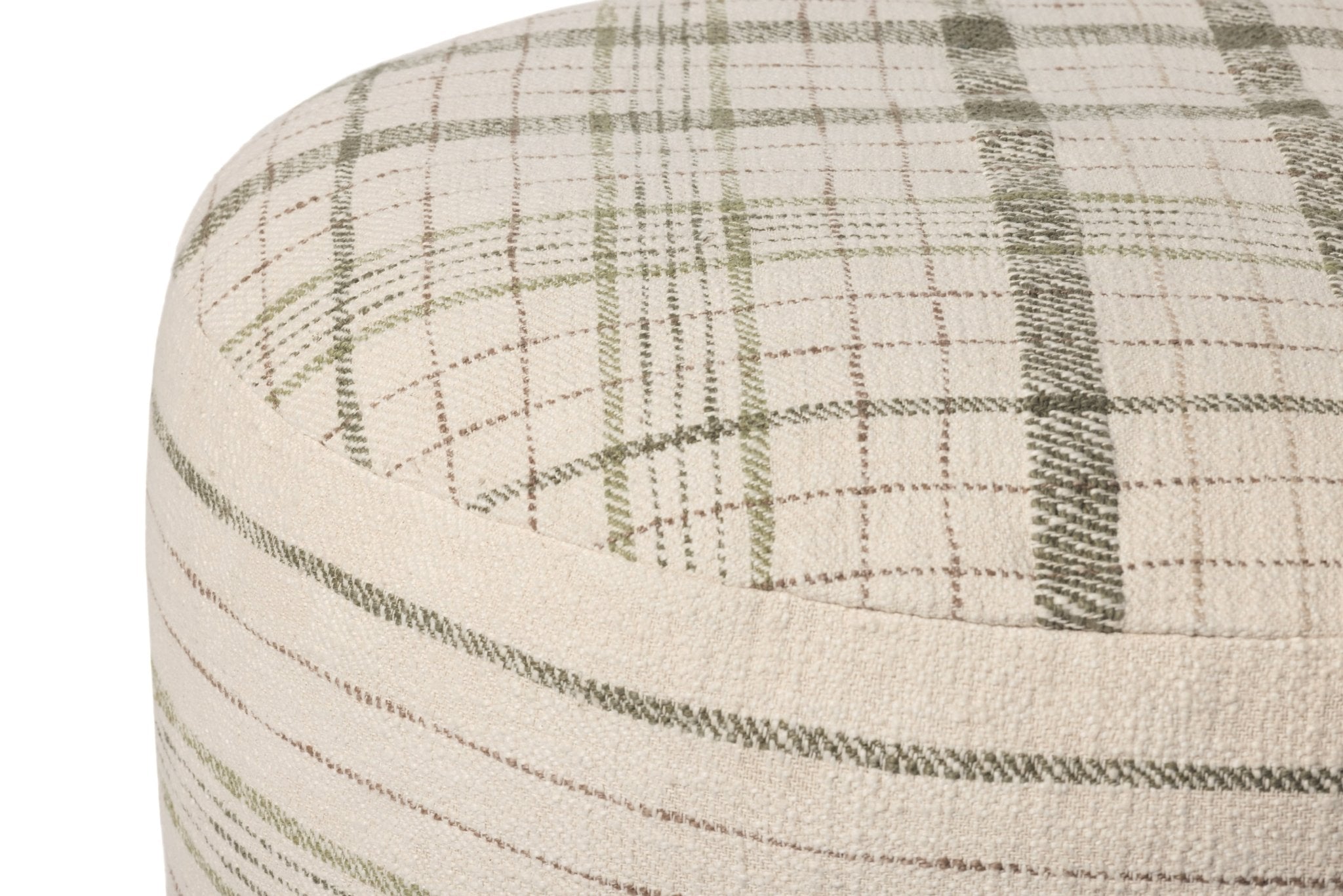 Chris Loves Julia x Loloi Wallace Cream 36"W x 36"D x 17"H Round Pouf White Cliff Studio Pouf