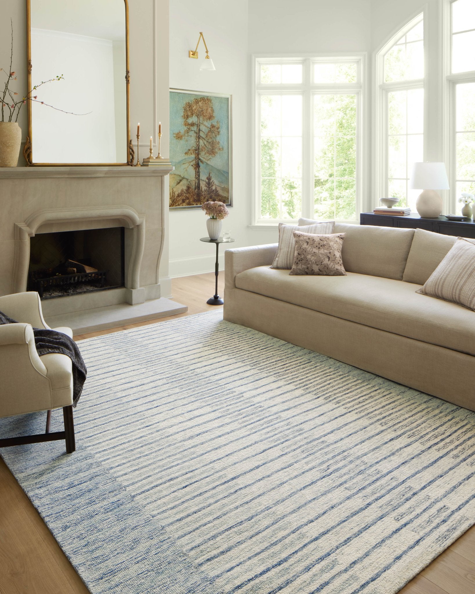 Chris Loves Julia x LoloiChris Ivory / Denim 11' - 6" x 15' Area Rug White Cliff Studio Area Rugs