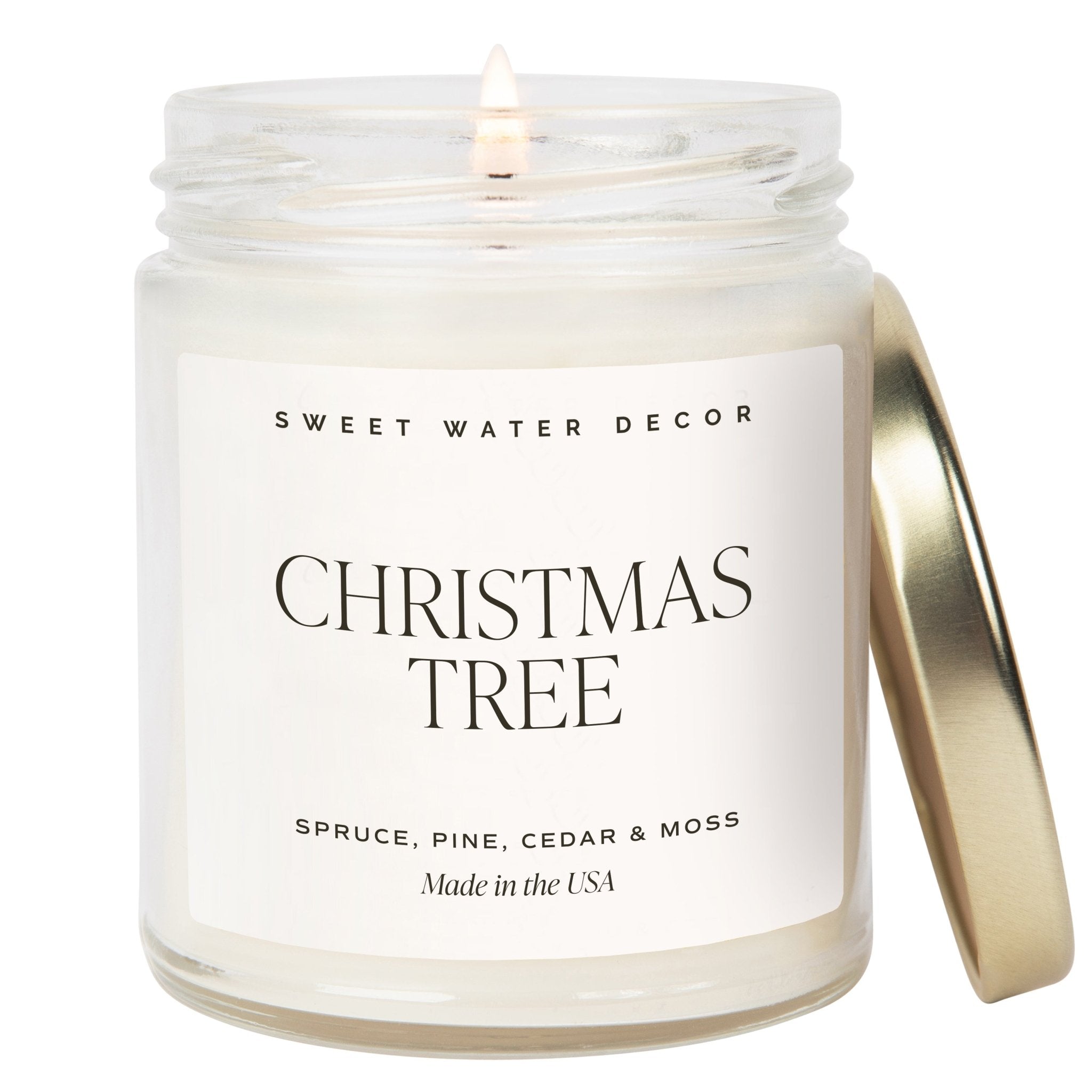 Christmas Tree Soy Candle - Clear Jar - 9 oz White Cliff Studio Candles and Candle Accessories