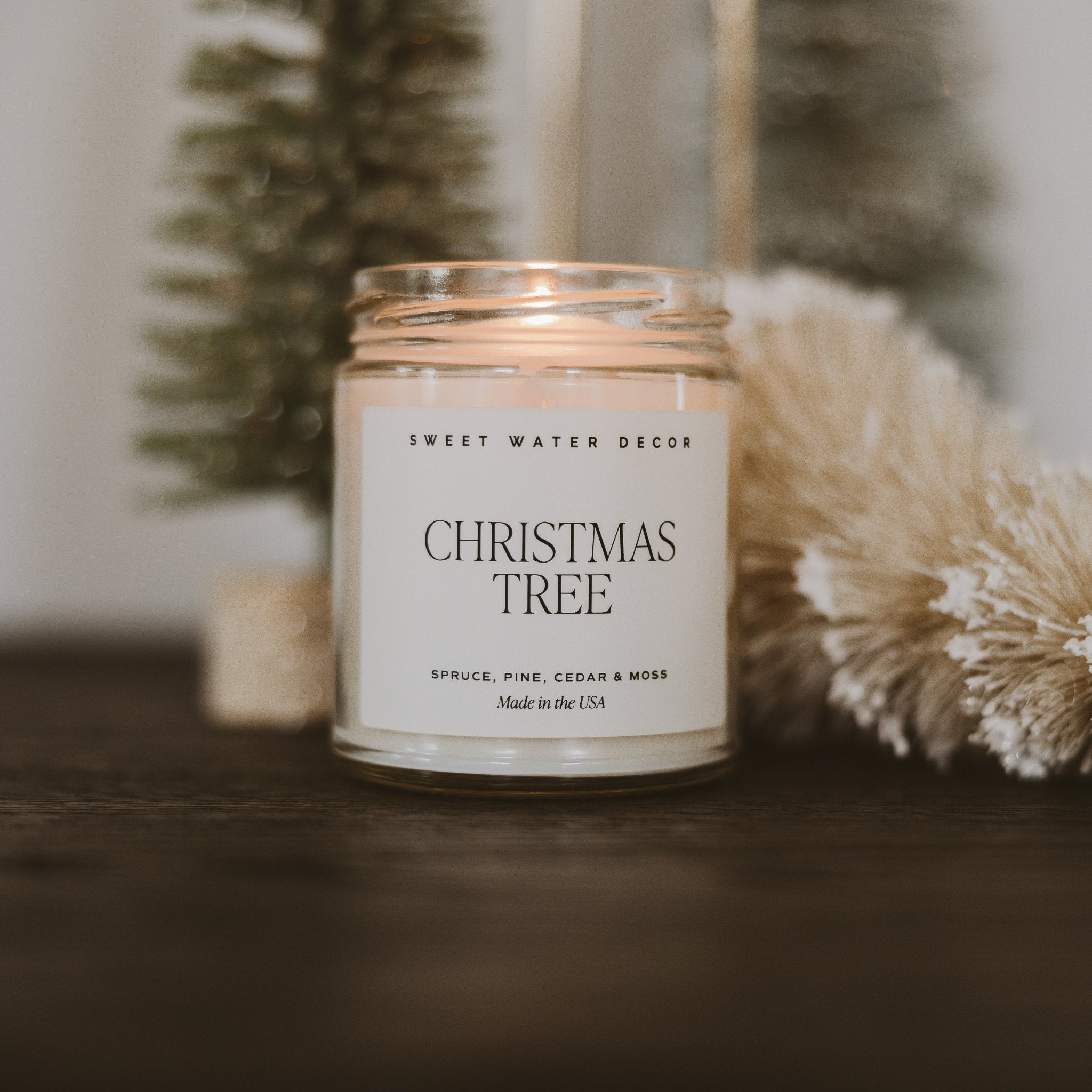 Christmas Tree Soy Candle - Clear Jar - 9 oz White Cliff Studio Candles and Candle Accessories