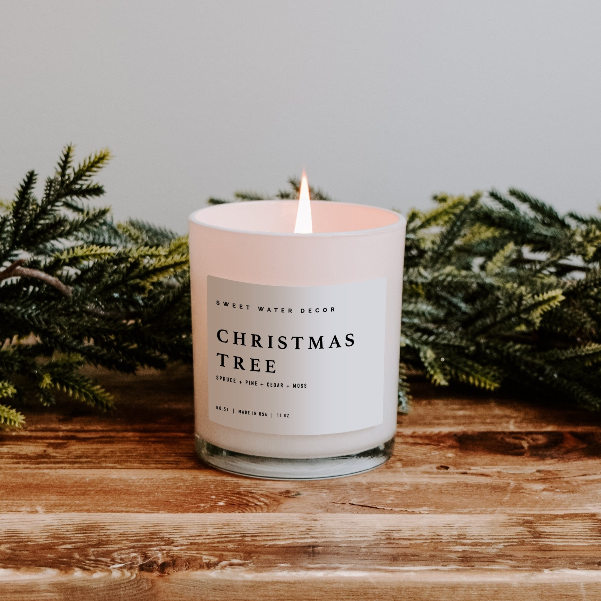 Christmas Tree Soy Candle - White Jar - 11 oz White Cliff Studio Candles and Candle Accessories