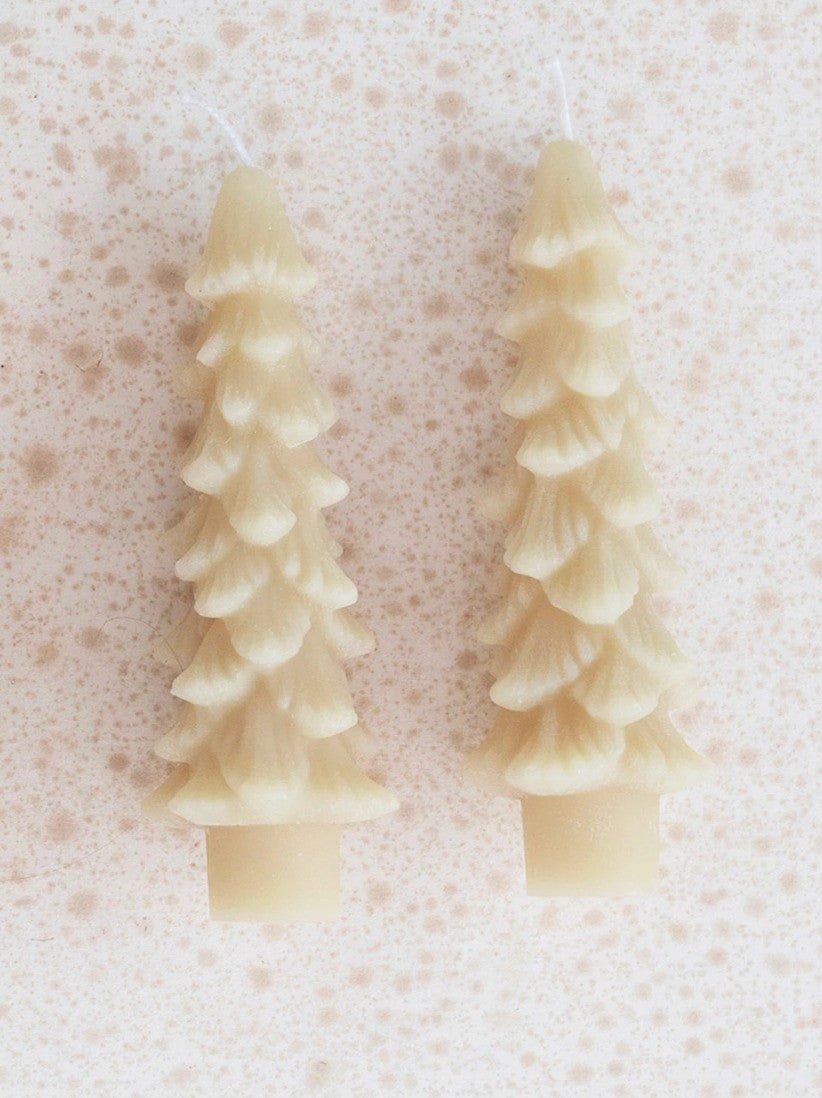 Christmas Tree Tapered Candles, Set of 2 White Cliff Studio Holiday Decor