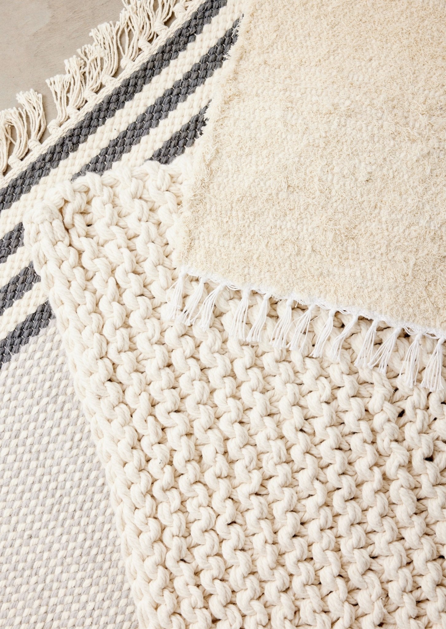 Chunky Ecru Hand - Loomed Mat