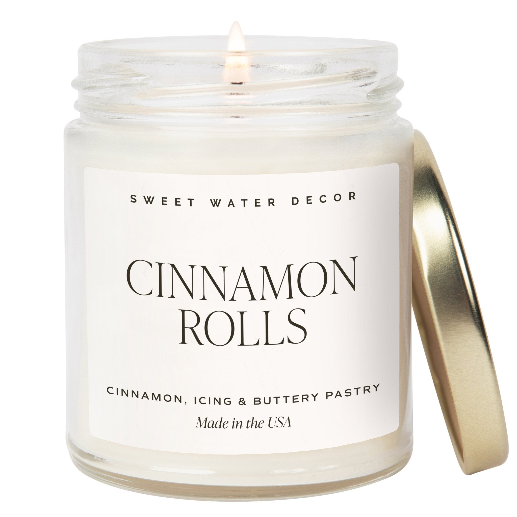 Cinnamon Rolls Soy Candle - Clear Jar - 9 oz White Cliff Studio Candles and Candle Accessories