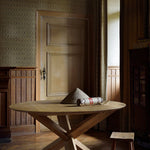 Circle dining table - varnished oak - round White Cliff Studio Dining Table