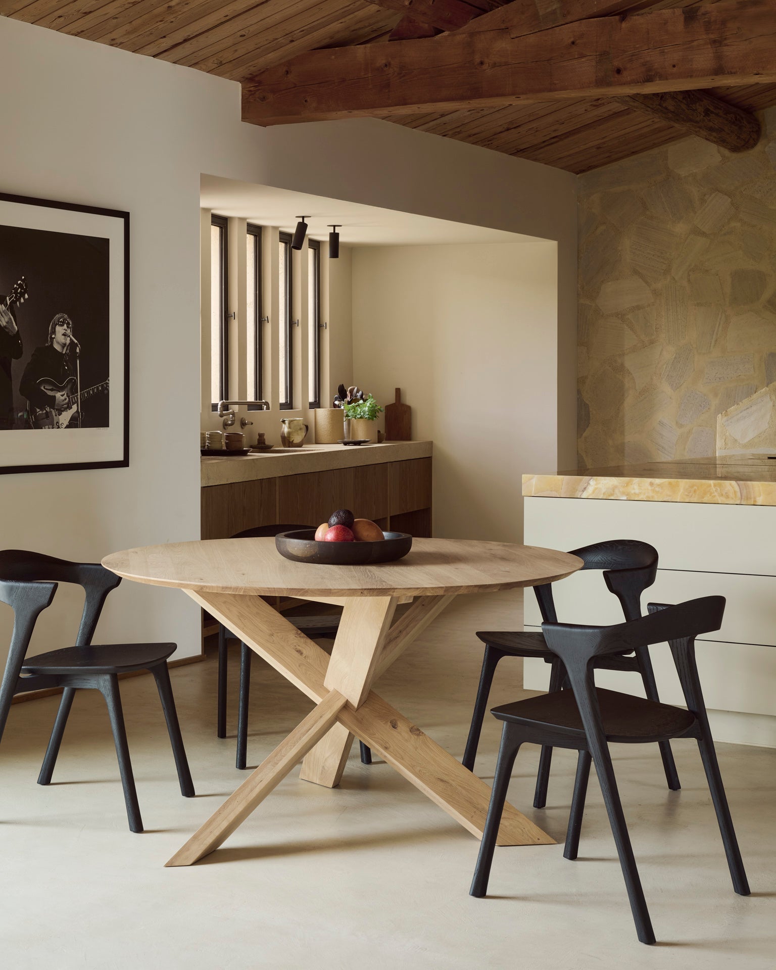 Circle dining table - varnished oak - round White Cliff Studio Dining Table