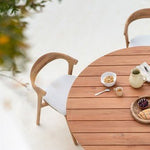 Circle outdoor dining table - teak - round White Cliff Studio Outdoor Dining Table