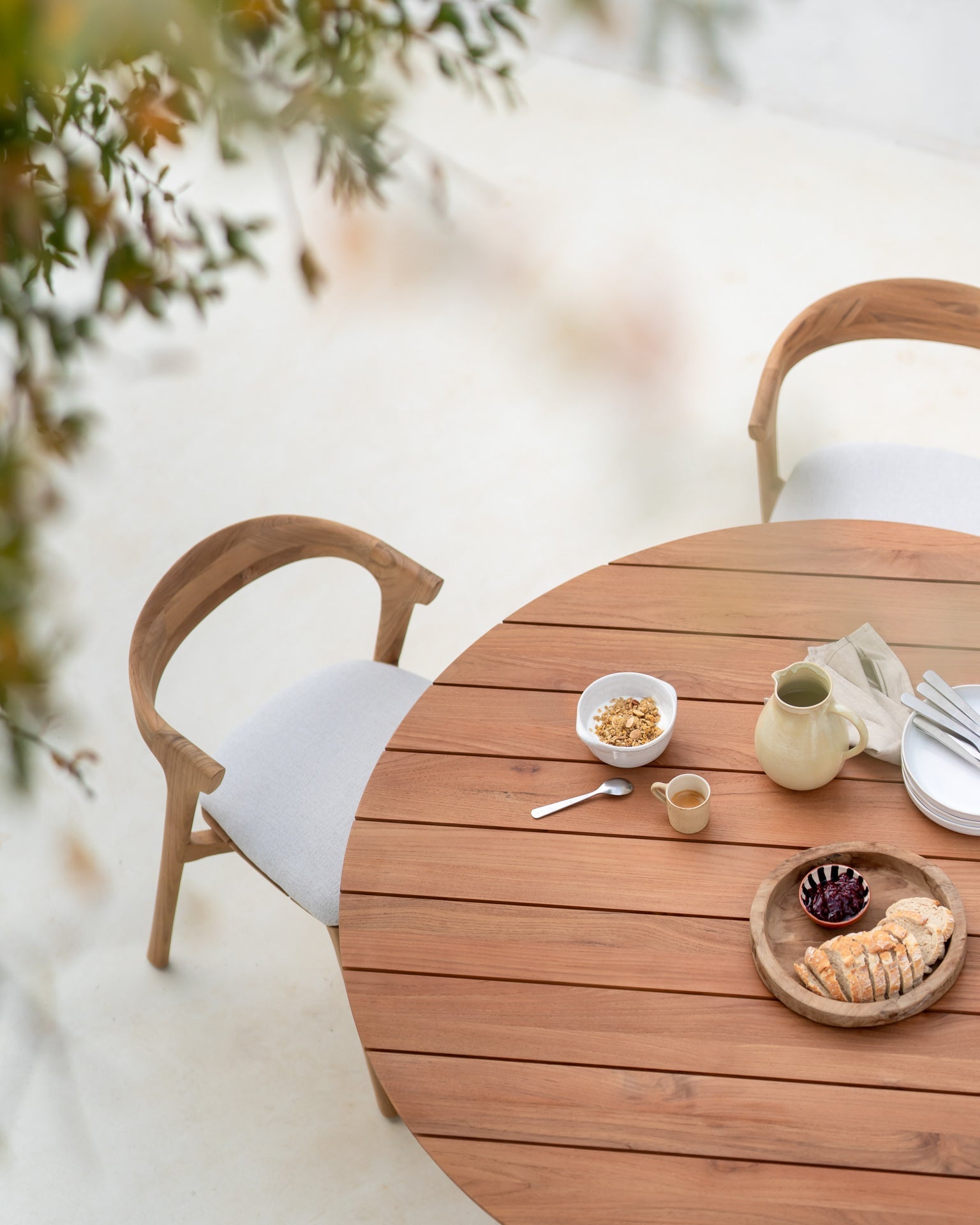 Circle outdoor dining table - teak - round White Cliff Studio Outdoor Dining Table