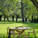 Circle outdoor dining table - teak - round White Cliff Studio Outdoor Dining Table