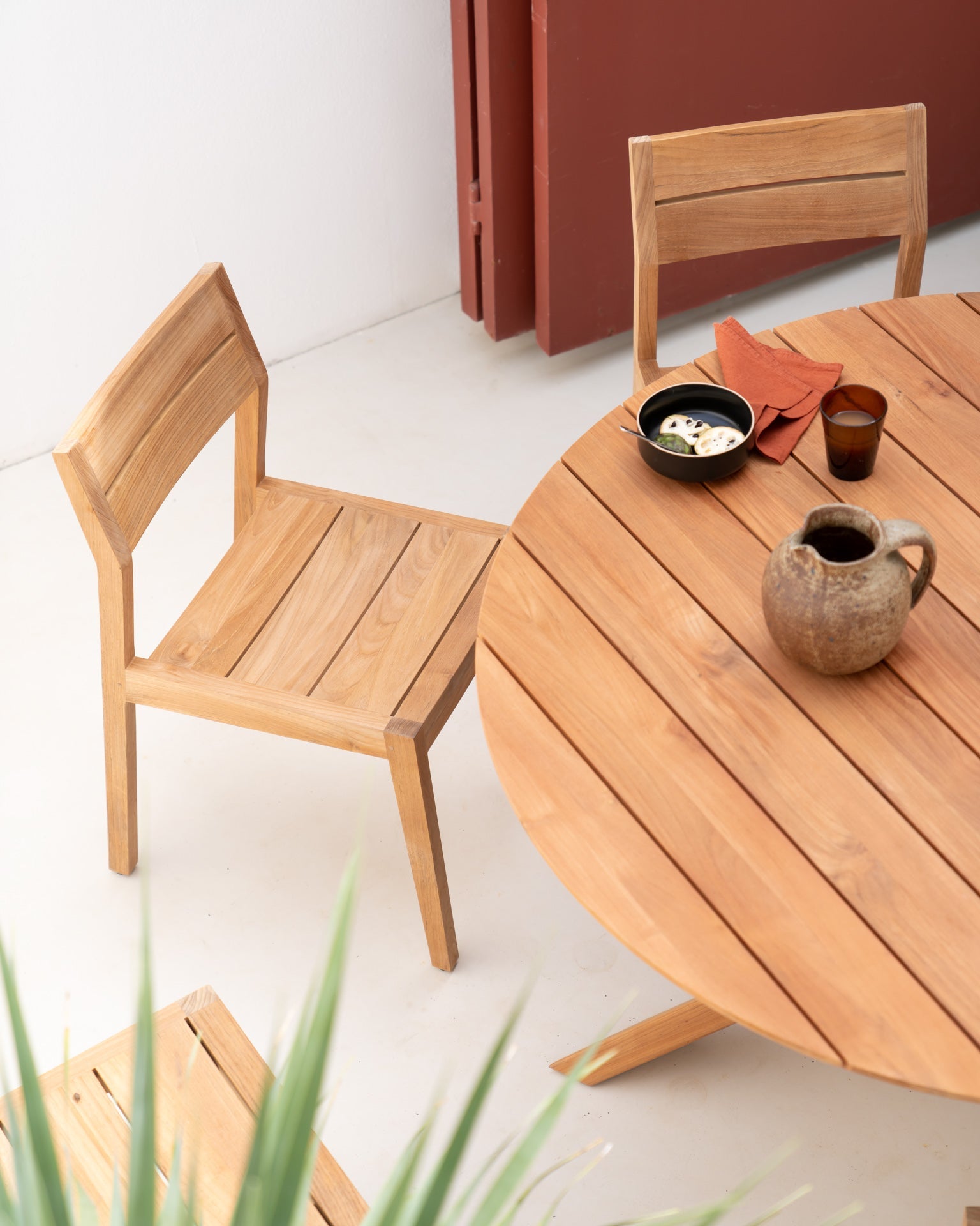 Circle outdoor dining table - teak - round White Cliff Studio Outdoor Dining Table