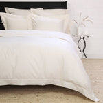 Classico Hemstitch Cotton Sateen Duvet Cover Set White Cliff Studio Duvet Sets