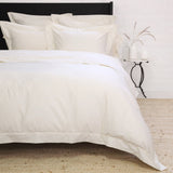 Classico Hemstitch Cotton Sateen Duvet Cover Set White Cliff Studio Duvet Sets