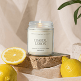 Coastal Lemon Soy Candle - Clear Jar - 9 oz White Cliff Studio Candles and Candle Accessories